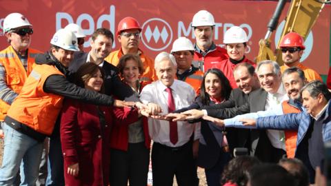 Mr. Sebastián Piñera, President of the Republic of Chile, inaugurates the work to extend Line 2 of the Santiago Metro